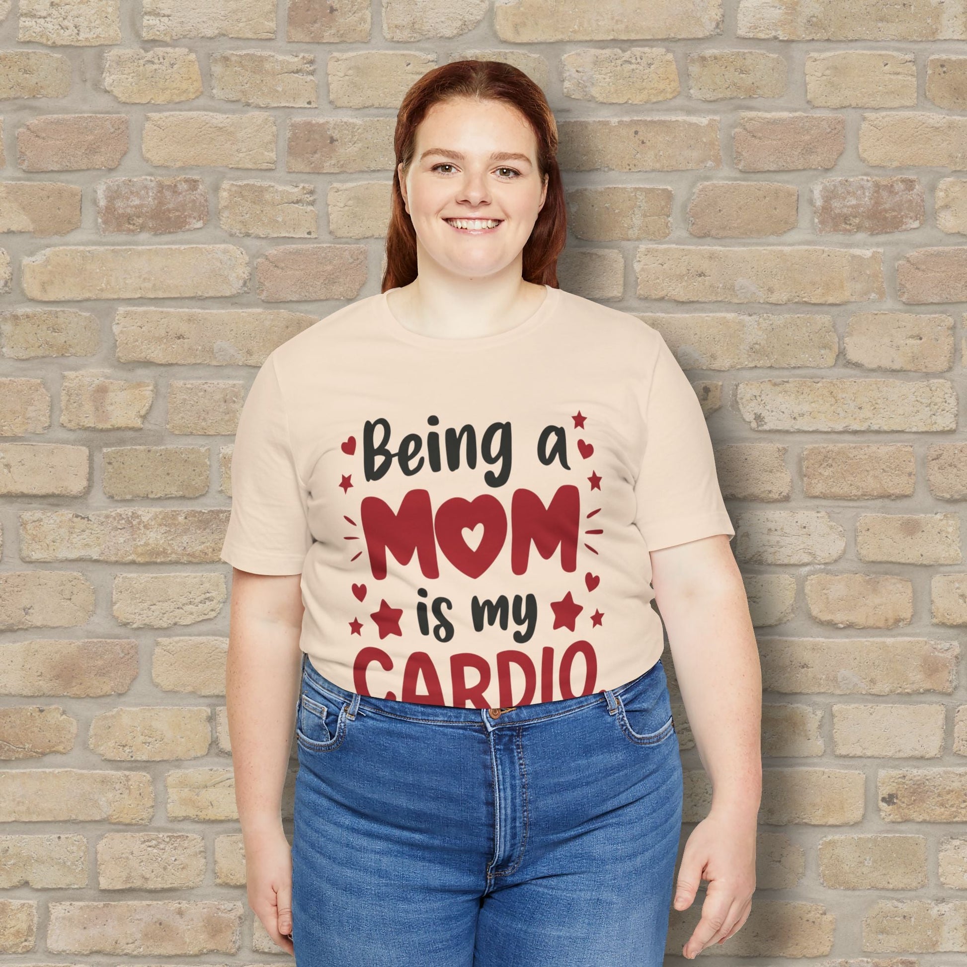 Mostly Text T-Shirts Being a Mom Is My Cardio Tee - Vibrant Styles