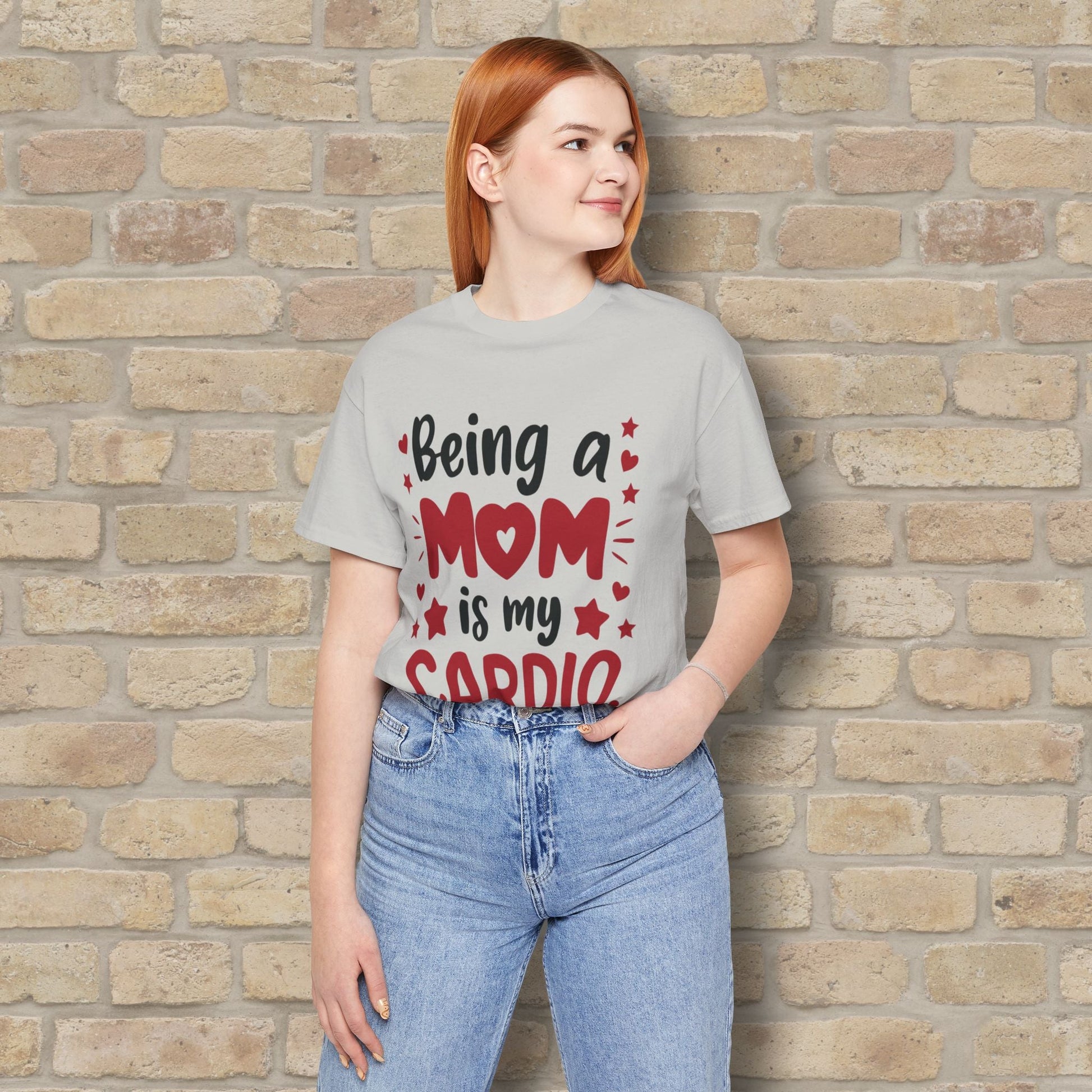Mostly Text T-Shirts Being a Mom Is My Cardio Tee - Vibrant Styles