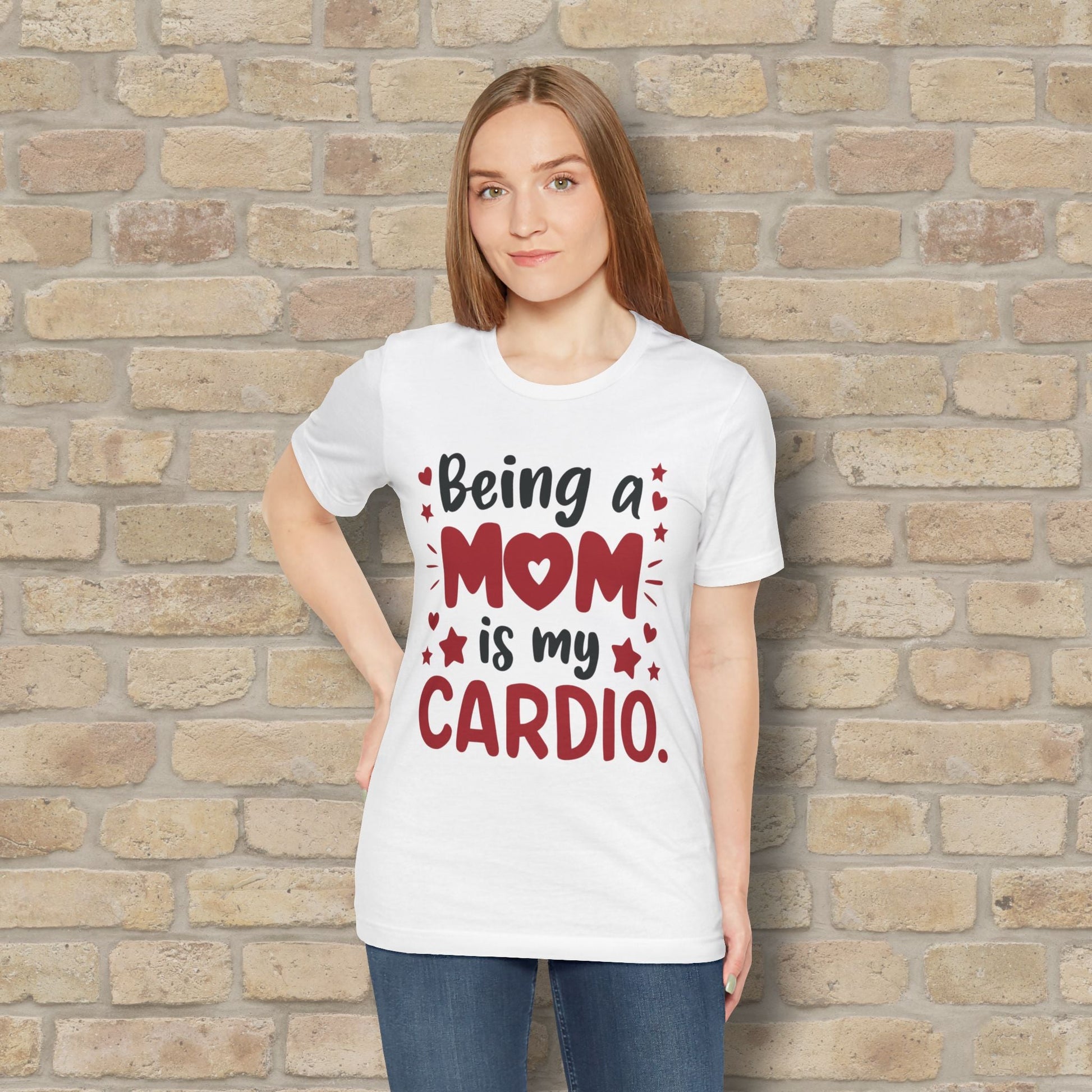 Mostly Text T-Shirts Being a Mom Is My Cardio Tee - Vibrant Styles