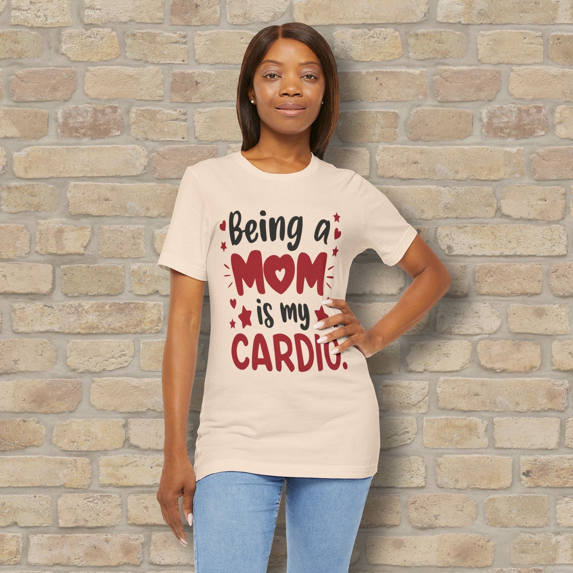 Mostly Text T-Shirts Being a Mom Is My Cardio Tee - Vibrant Styles