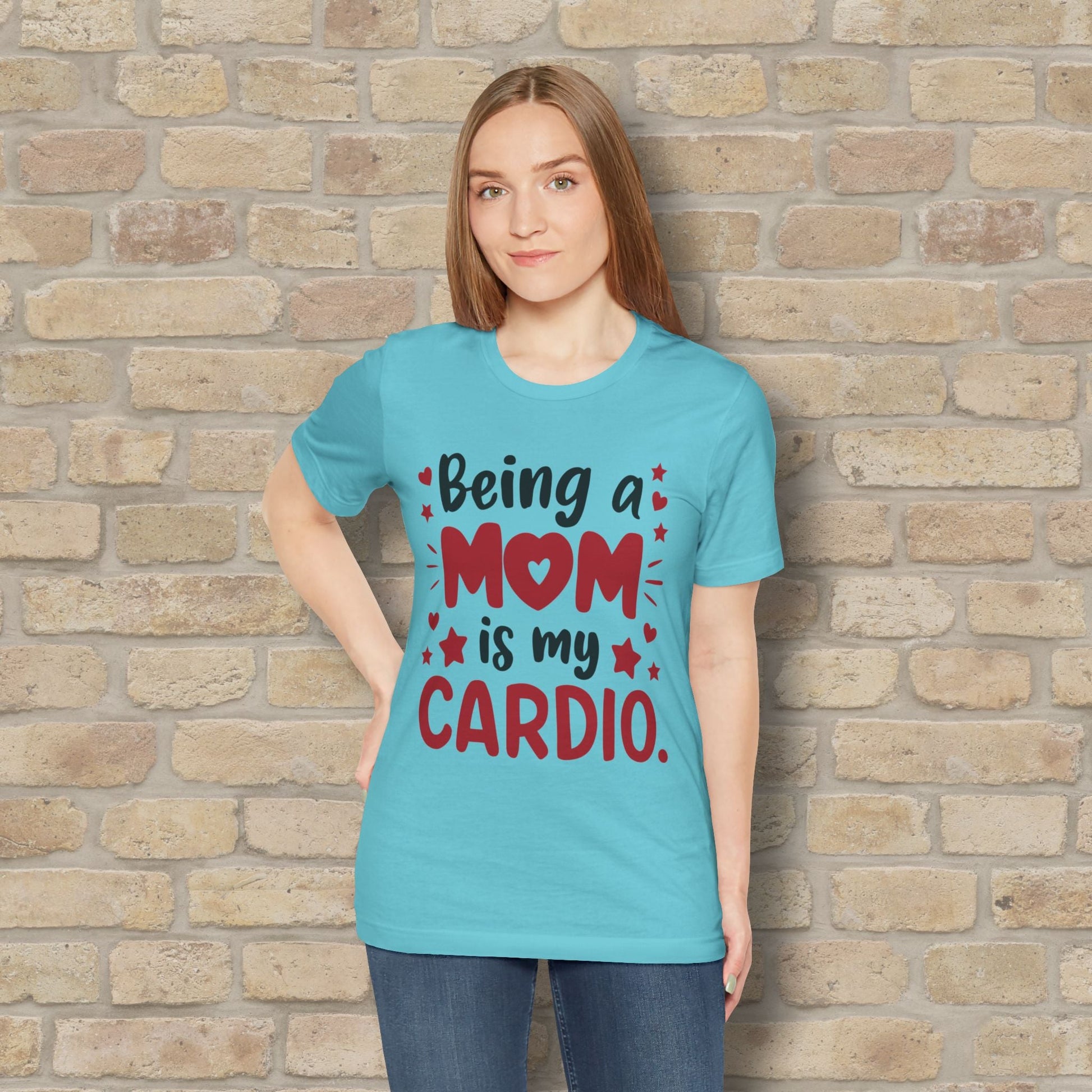 Mostly Text T-Shirts Being a Mom Is My Cardio Tee - Vibrant Styles