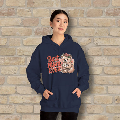 Graphic & Text Best Mom Ever Bears Pullover Hoodie - Vibrant Styles