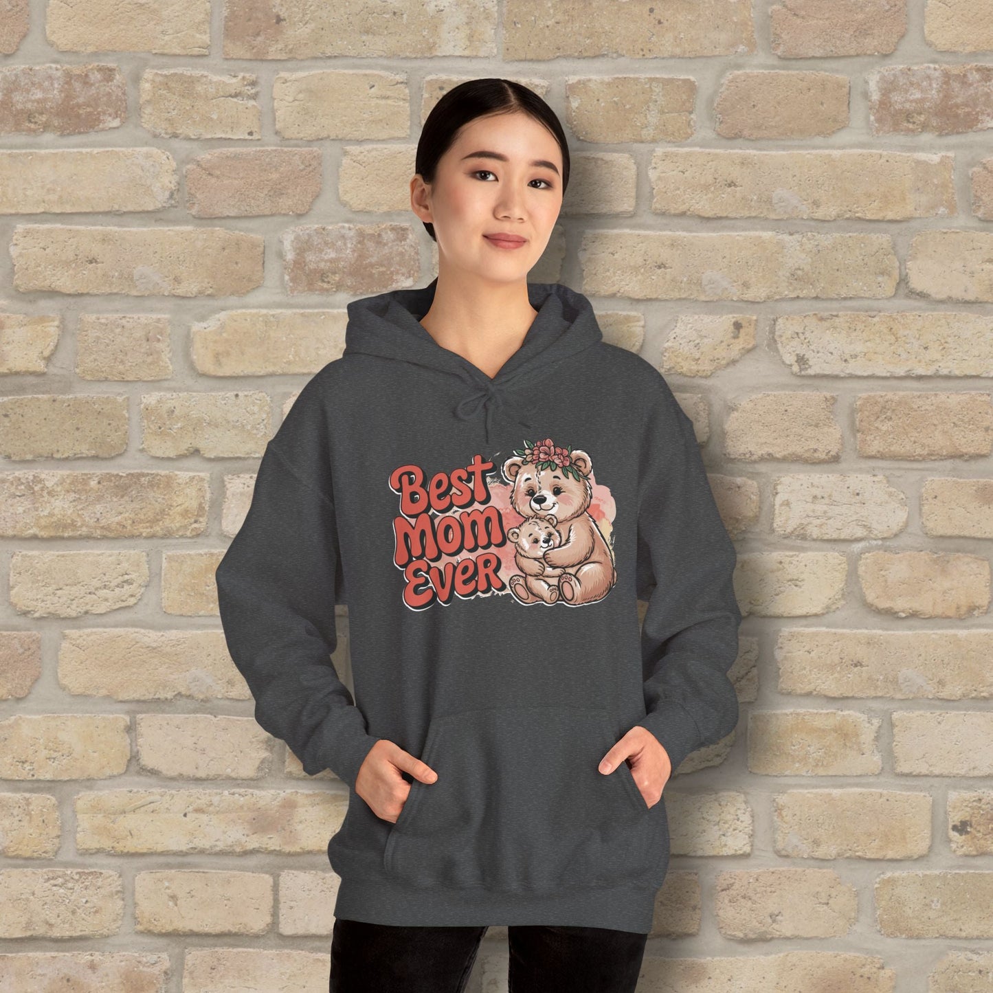 Graphic & Text Best Mom Ever Bears Pullover Hoodie - Vibrant Styles