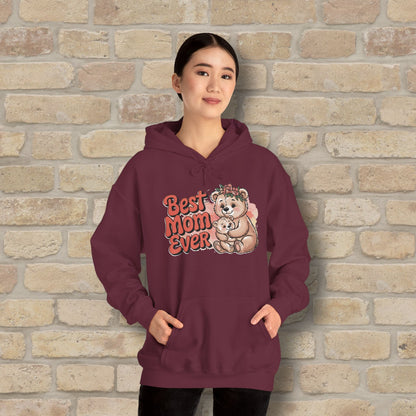 Graphic & Text Best Mom Ever Bears Pullover Hoodie - Vibrant Styles