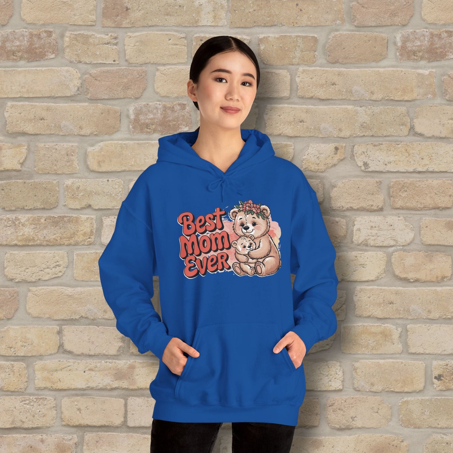 Graphic & Text Best Mom Ever Bears Pullover Hoodie - Vibrant Styles