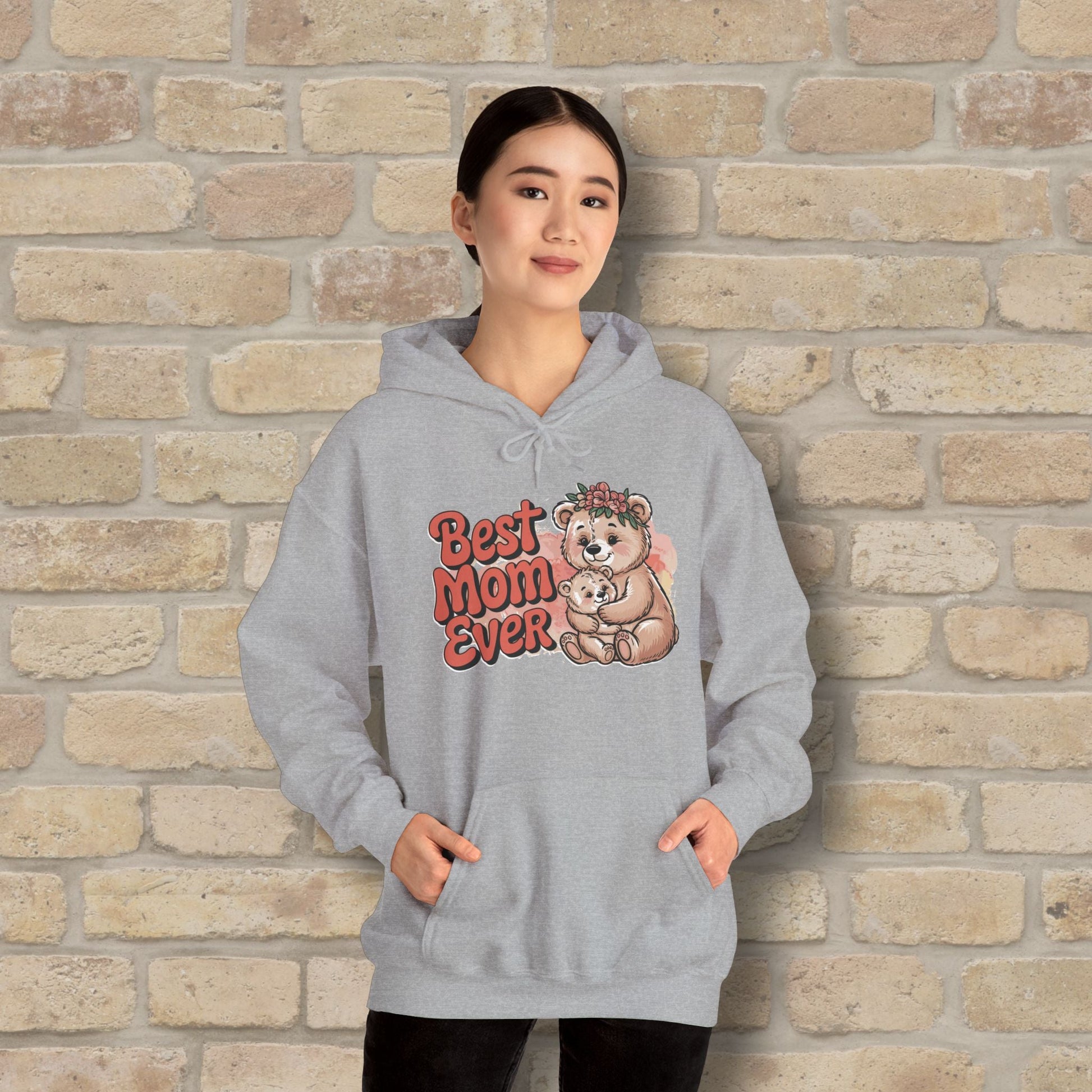 Graphic & Text Best Mom Ever Bears Pullover Hoodie - Vibrant Styles