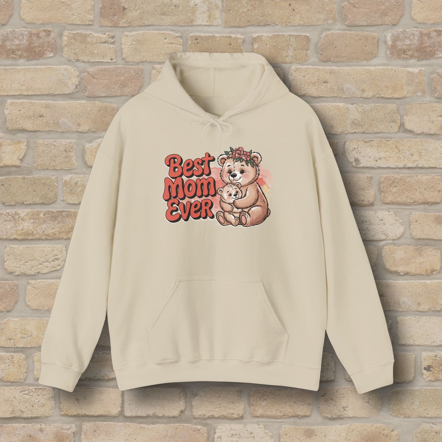 Graphic & Text Best Mom Ever Bears Pullover Hoodie - Vibrant Styles