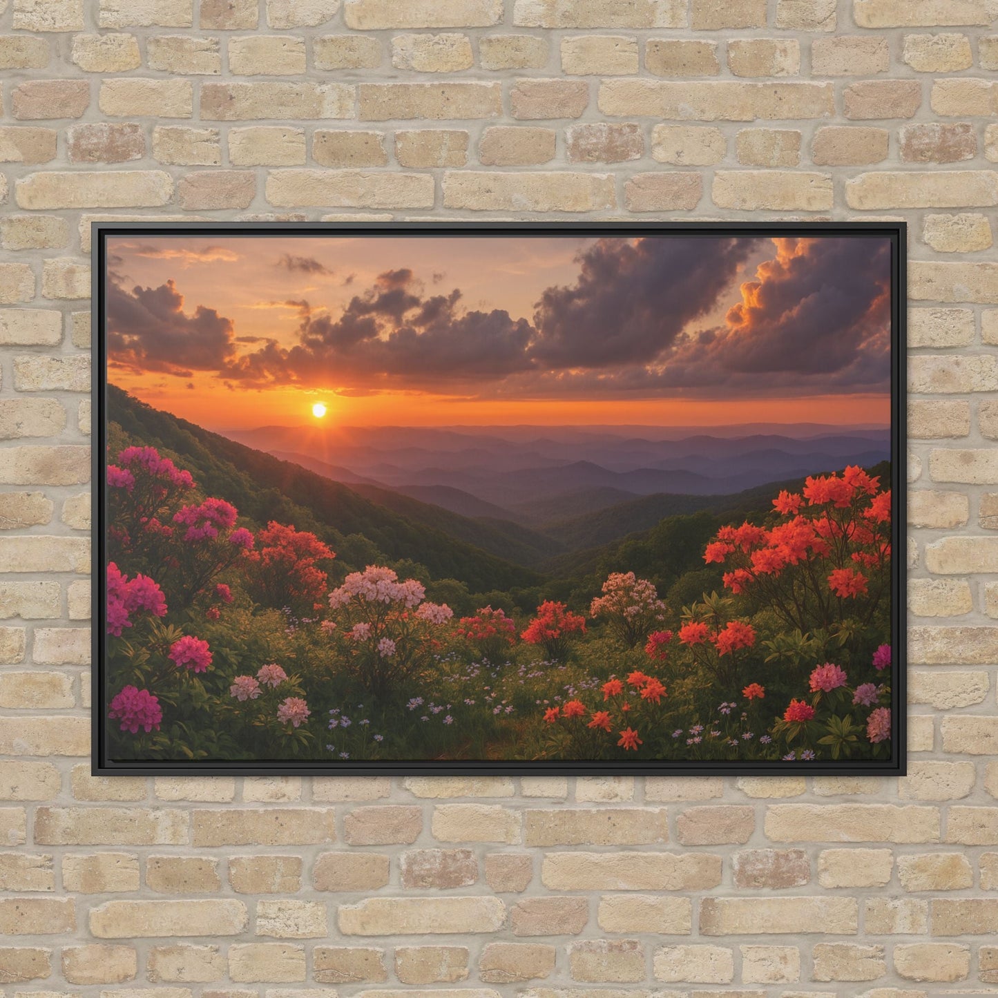 Canvas Blue Ridge Bloom at Sunset Matte Canvas, Pinewood Framed - Vibrant Styles