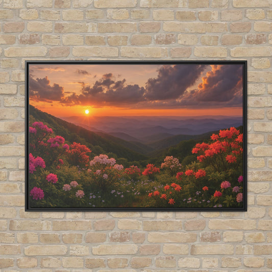 Canvas Blue Ridge Bloom at Sunset Matte Canvas, Pinewood Framed - Vibrant Styles
