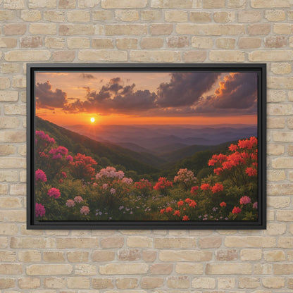 Canvas Blue Ridge Bloom at Sunset Matte Canvas, Pinewood Framed - Vibrant Styles
