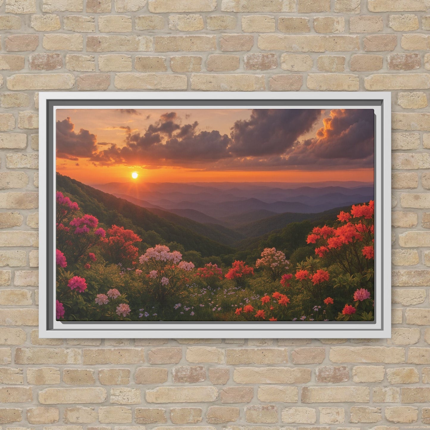 Canvas Blue Ridge Bloom at Sunset Matte Canvas, Pinewood Framed - Vibrant Styles