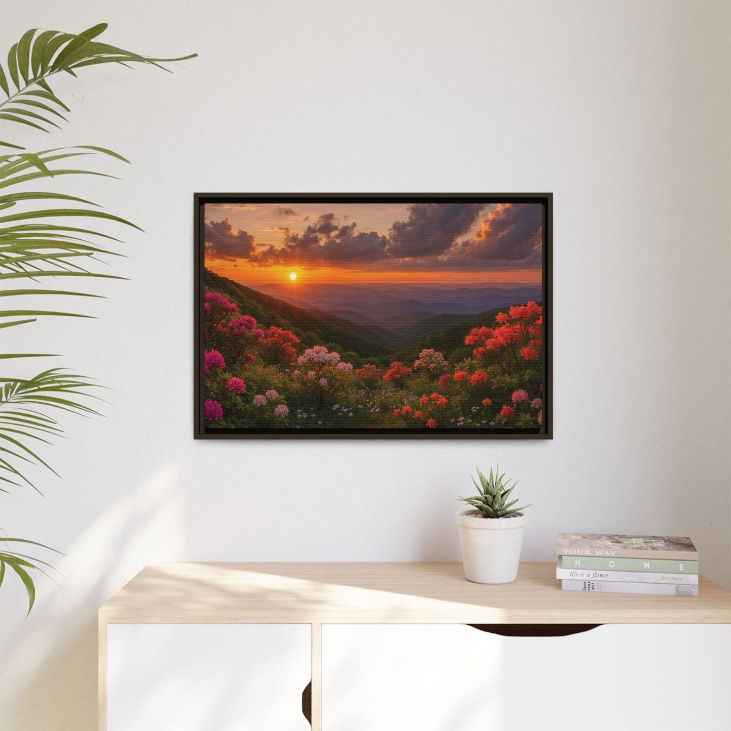 Canvas Blue Ridge Bloom at Sunset Matte Canvas, Pinewood Framed - Vibrant Styles