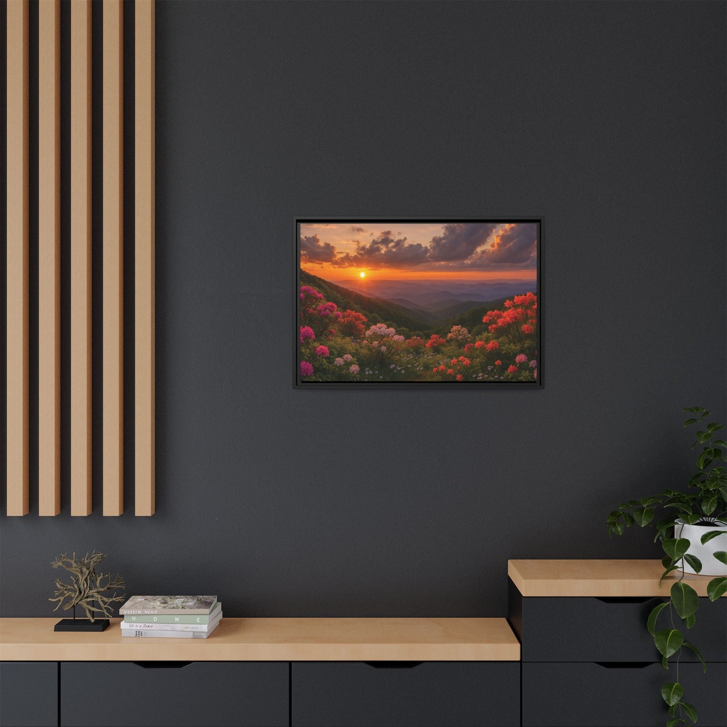 Canvas Blue Ridge Bloom at Sunset Matte Canvas, Pinewood Framed - Vibrant Styles