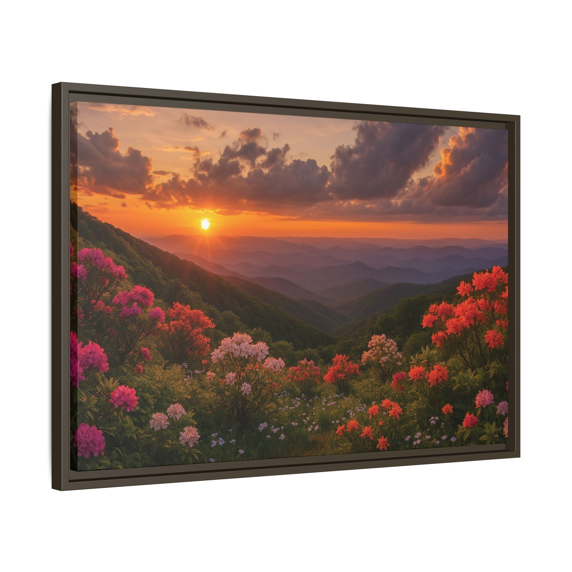 Canvas Blue Ridge Bloom at Sunset Matte Canvas, Pinewood Framed - Vibrant Styles
