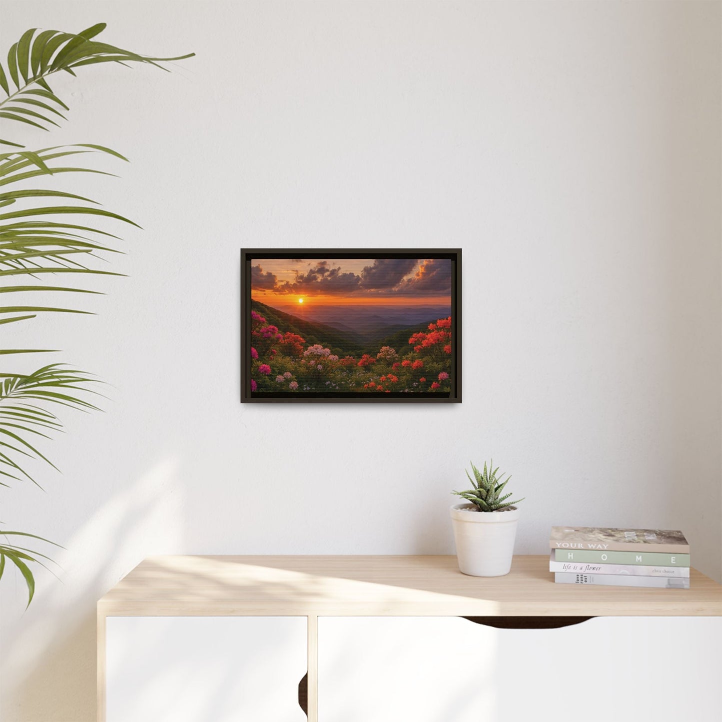 Canvas Blue Ridge Bloom at Sunset Matte Canvas, Pinewood Framed - Vibrant Styles