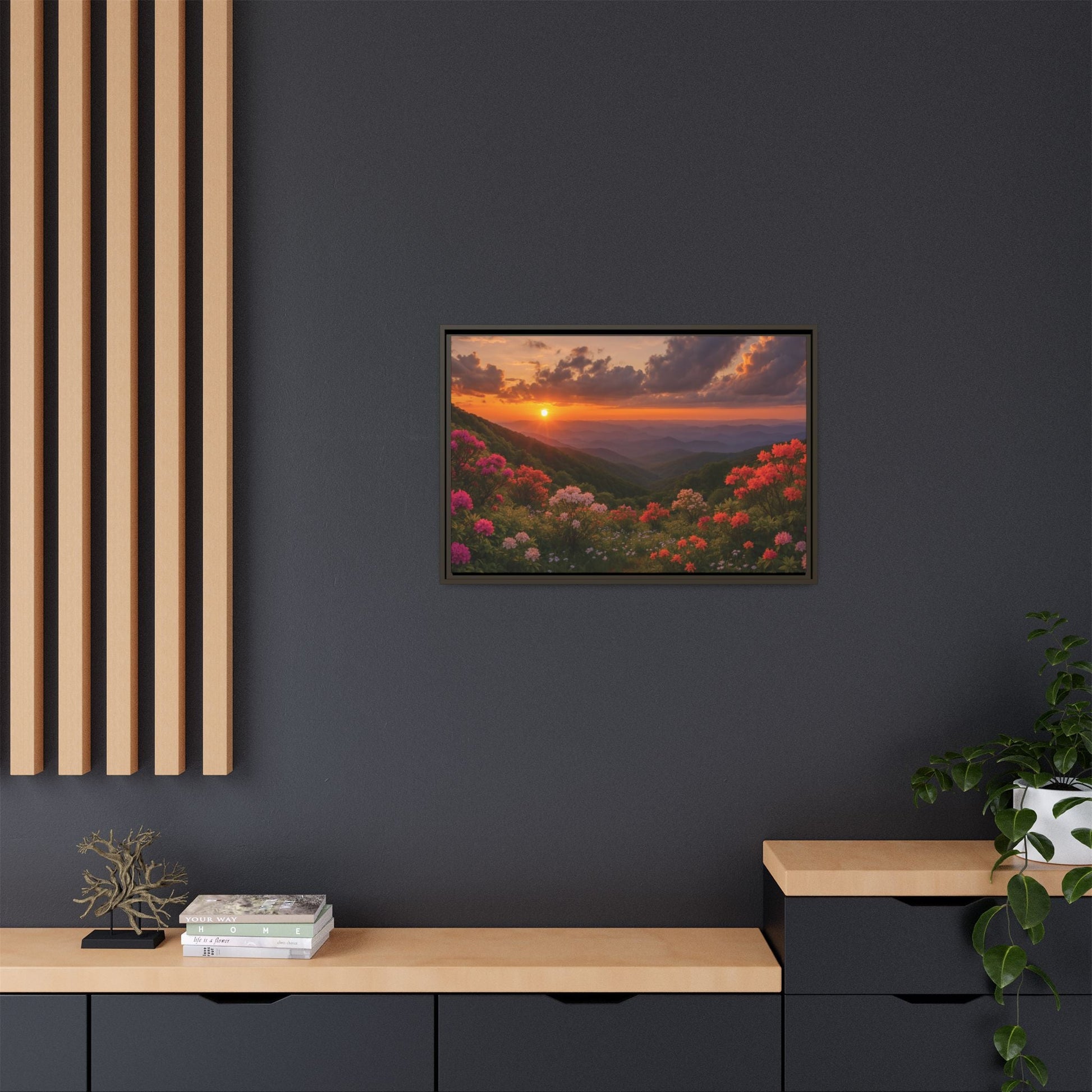 Canvas Blue Ridge Bloom at Sunset Matte Canvas, Pinewood Framed - Vibrant Styles