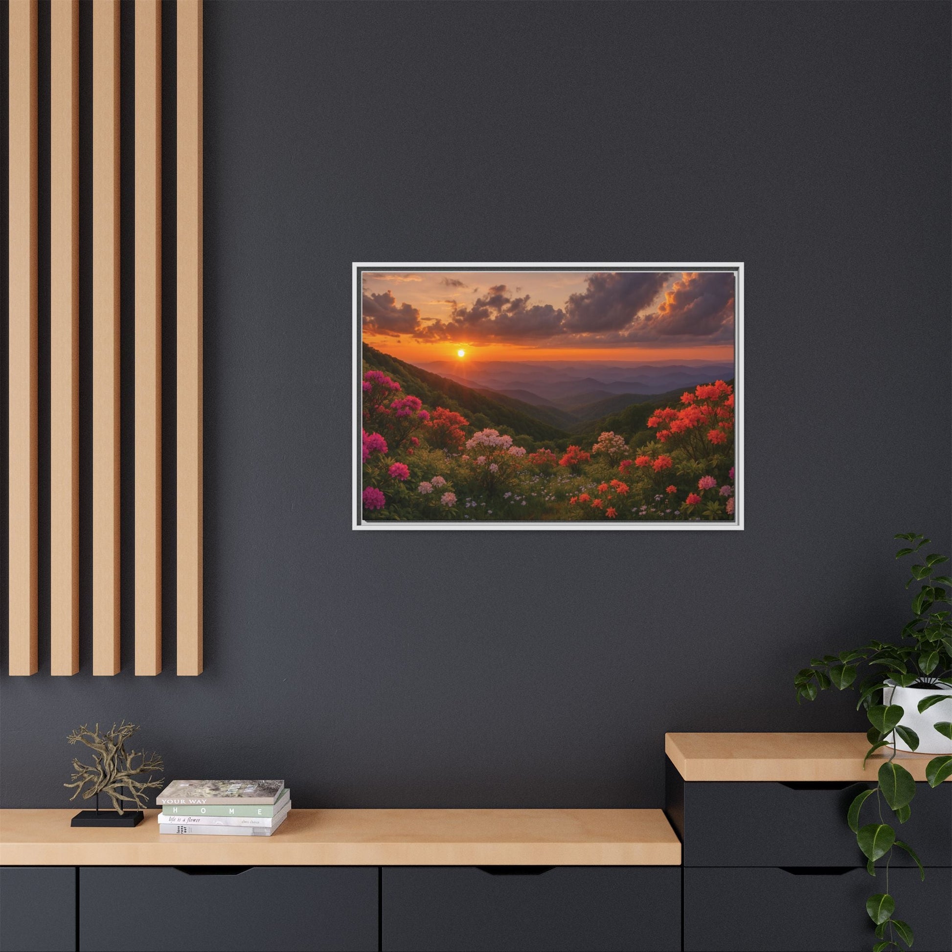 Canvas Blue Ridge Bloom at Sunset Matte Canvas, Pinewood Framed - Vibrant Styles