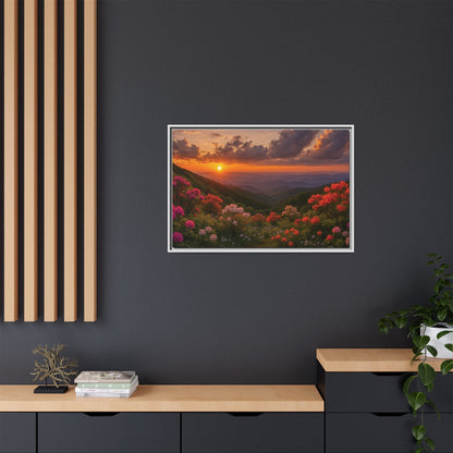 Canvas Blue Ridge Bloom at Sunset Matte Canvas, Pinewood Framed - Vibrant Styles