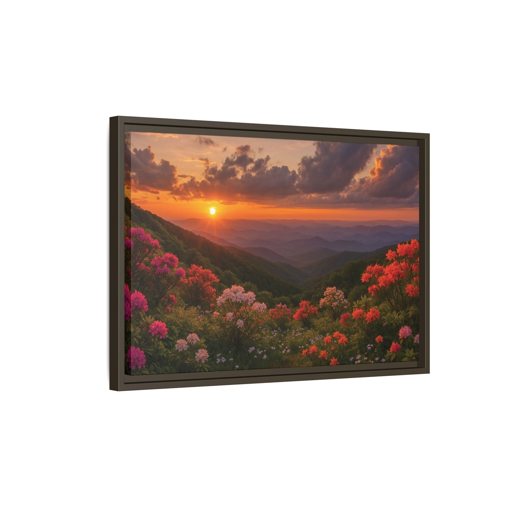 Canvas Blue Ridge Bloom at Sunset Matte Canvas, Pinewood Framed - Vibrant Styles