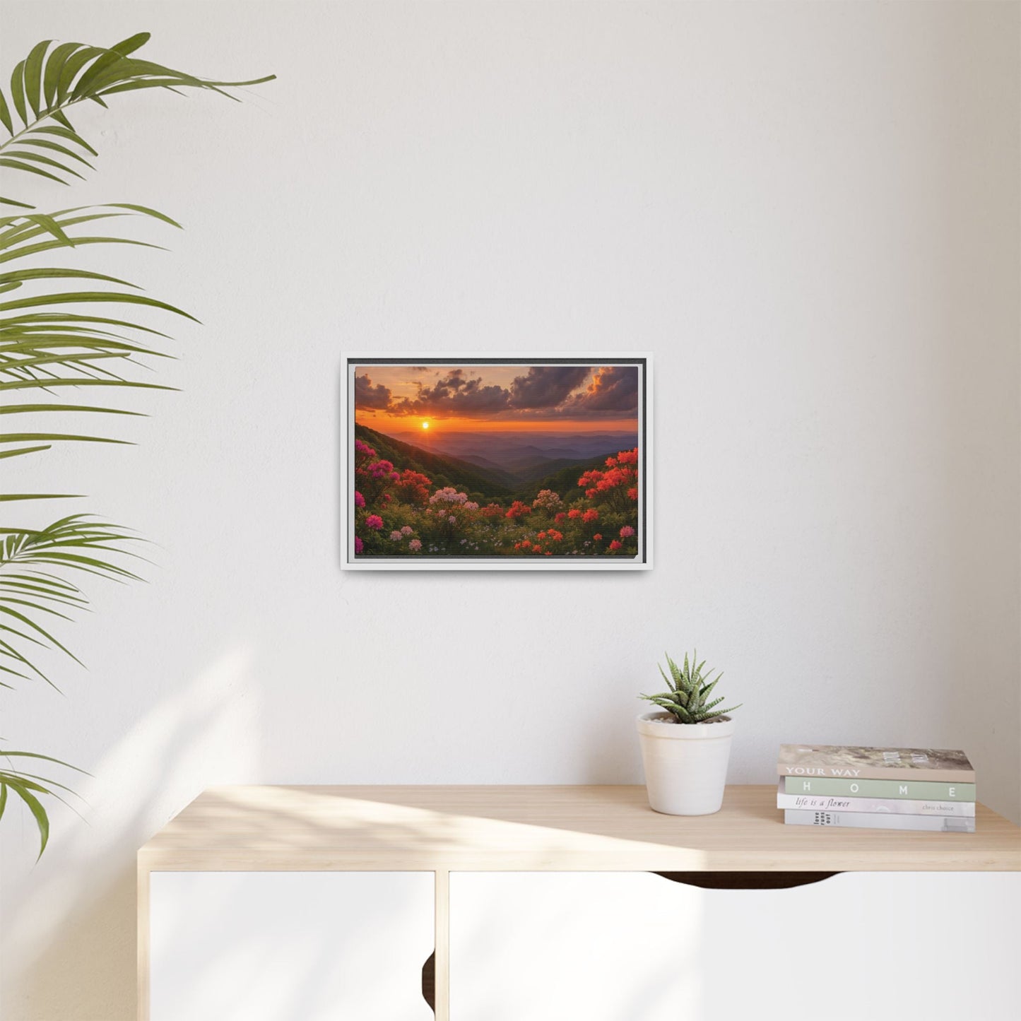 Canvas Blue Ridge Bloom at Sunset Matte Canvas, Pinewood Framed - Vibrant Styles