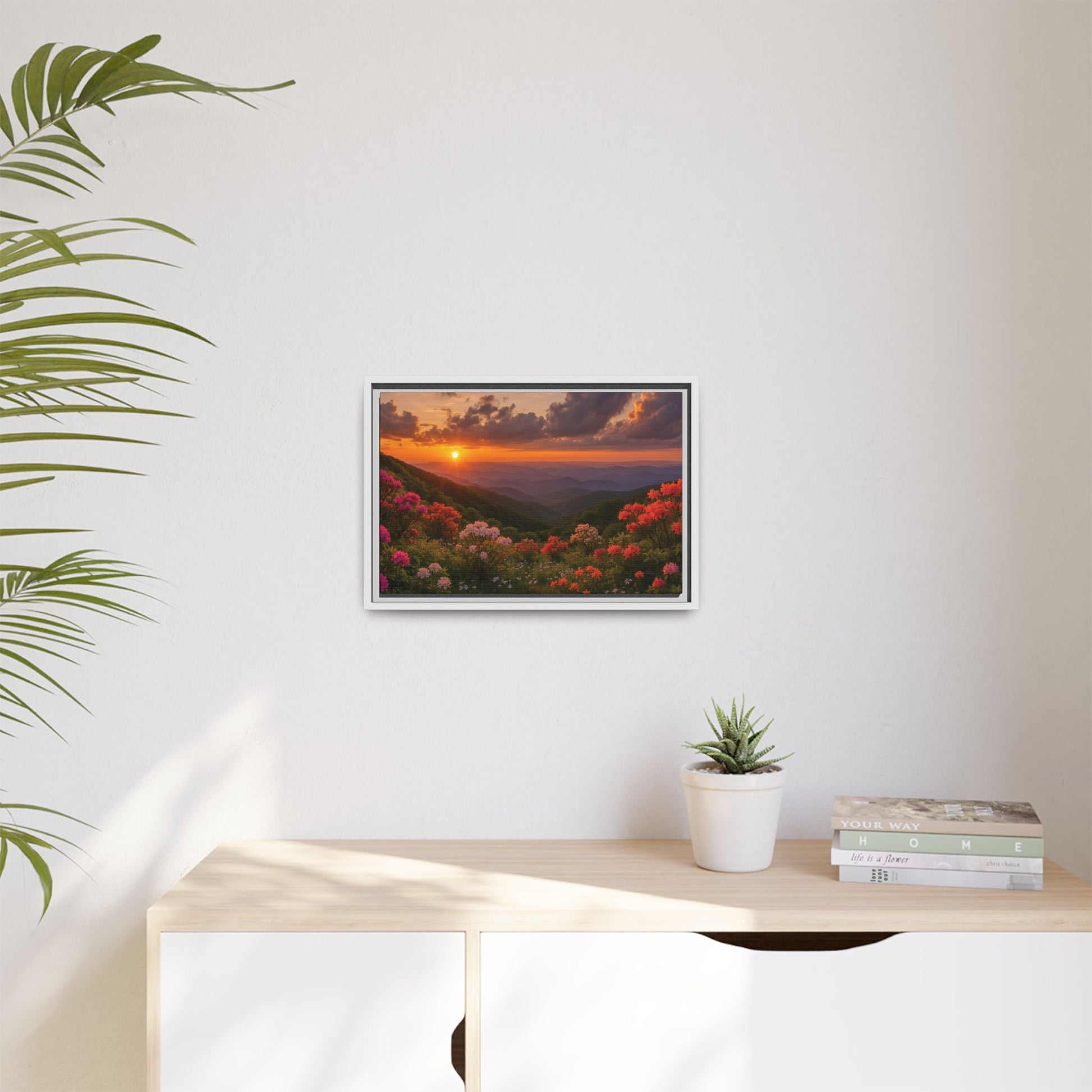 Canvas Blue Ridge Bloom at Sunset Matte Canvas, Pinewood Framed - Vibrant Styles