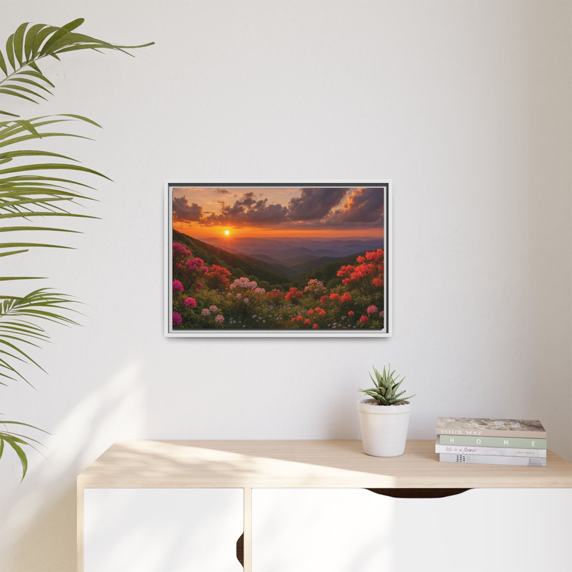 Canvas Blue Ridge Bloom at Sunset Matte Canvas, Pinewood Framed - Vibrant Styles