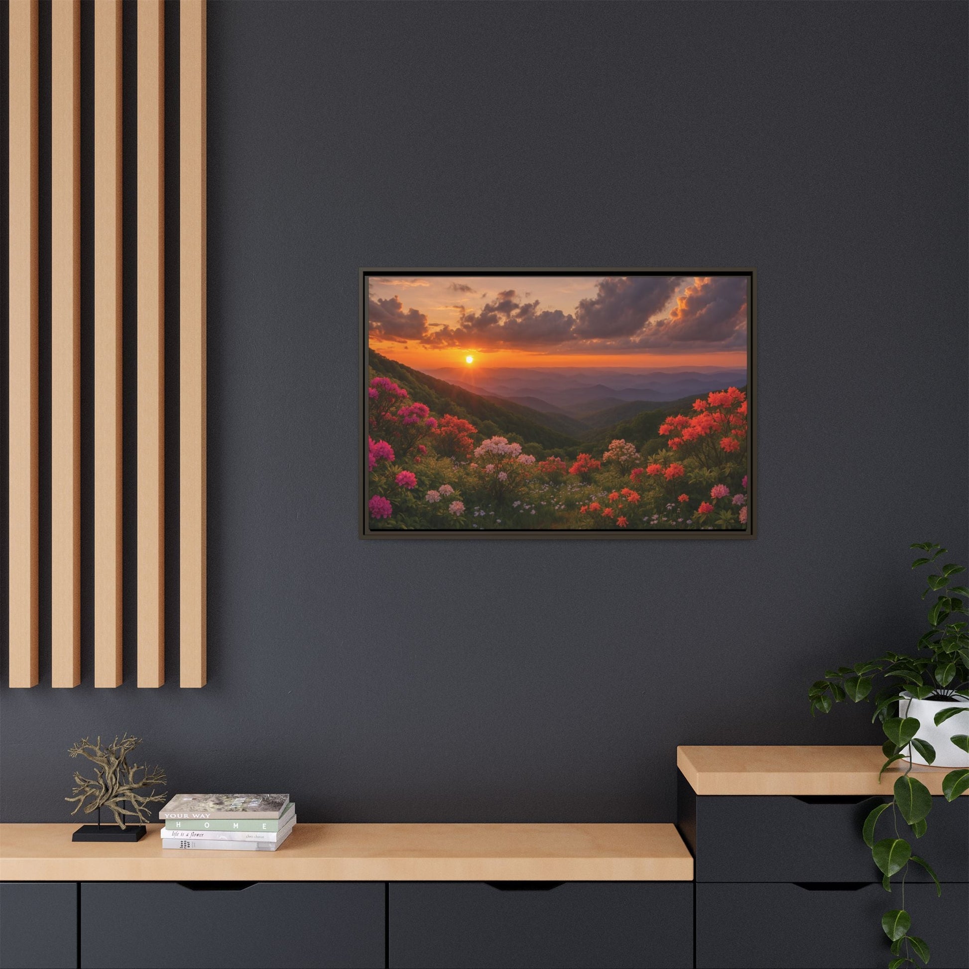 Canvas Blue Ridge Bloom at Sunset Matte Canvas, Pinewood Framed - Vibrant Styles