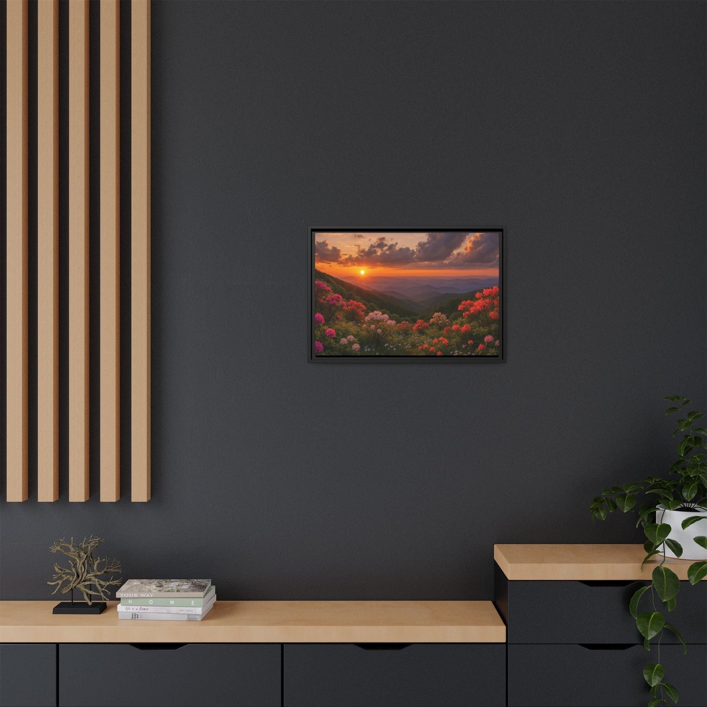 Canvas Blue Ridge Bloom at Sunset Matte Canvas, Pinewood Framed - Vibrant Styles