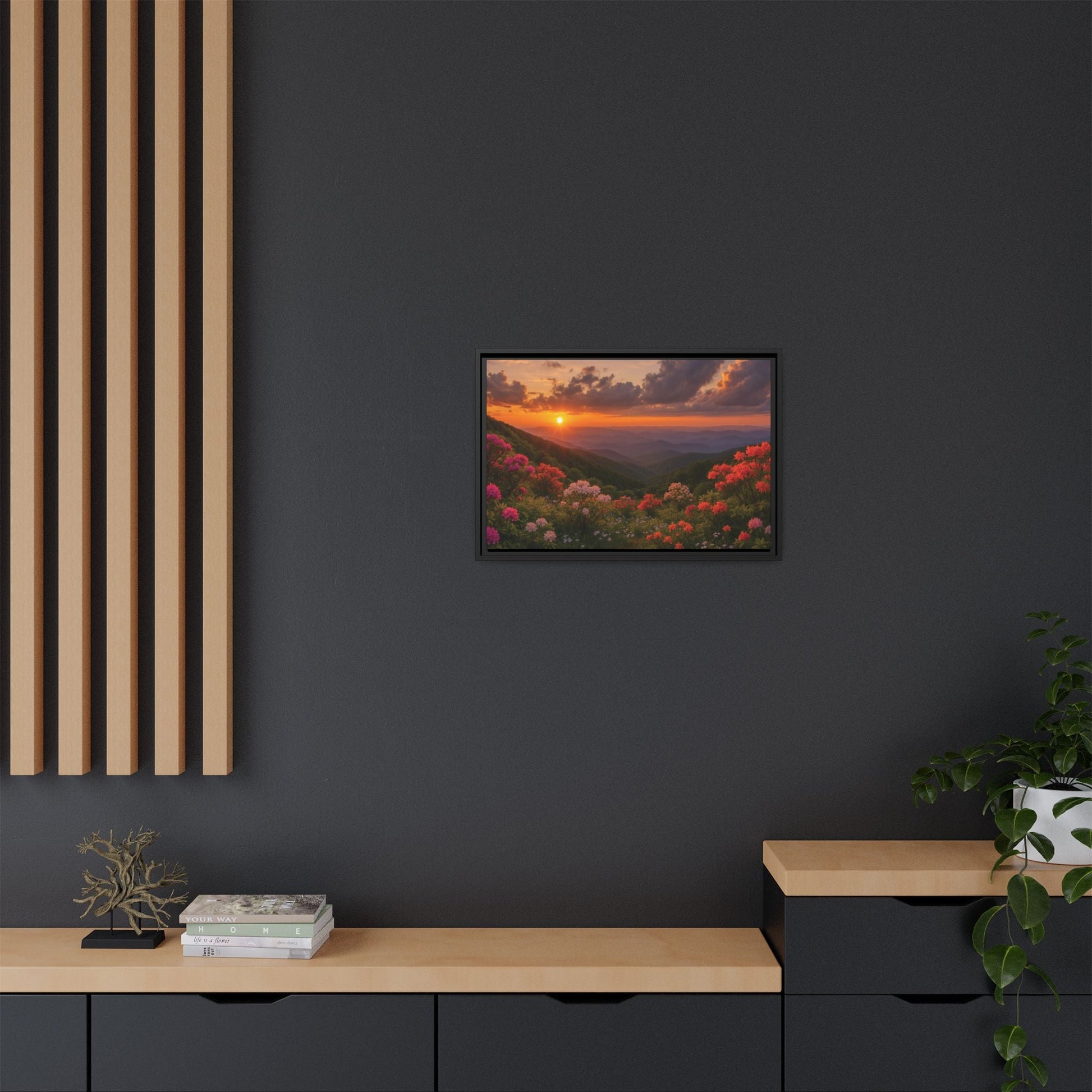 Canvas Blue Ridge Bloom at Sunset Matte Canvas, Pinewood Framed - Vibrant Styles