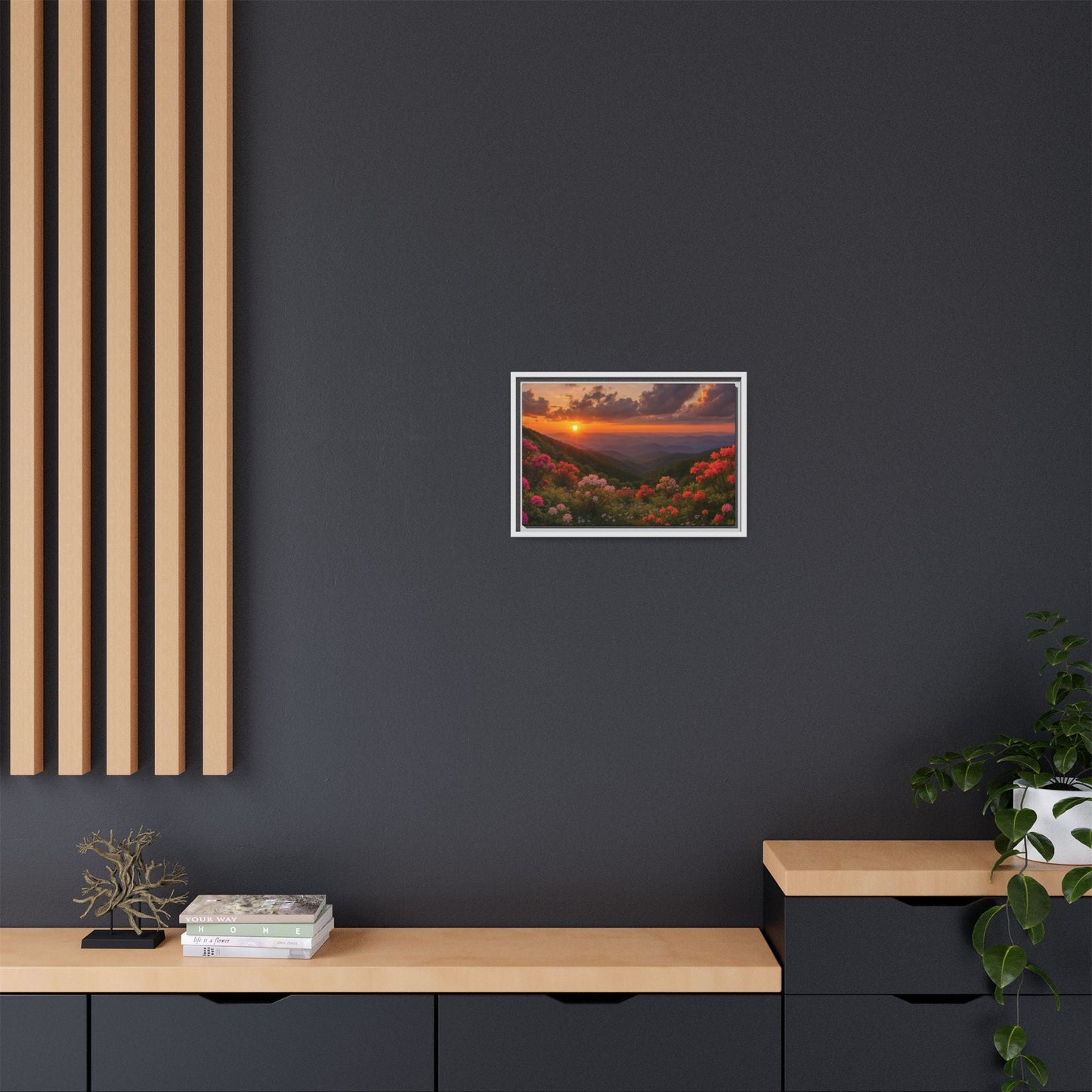 Canvas Blue Ridge Bloom at Sunset Matte Canvas, Pinewood Framed - Vibrant Styles