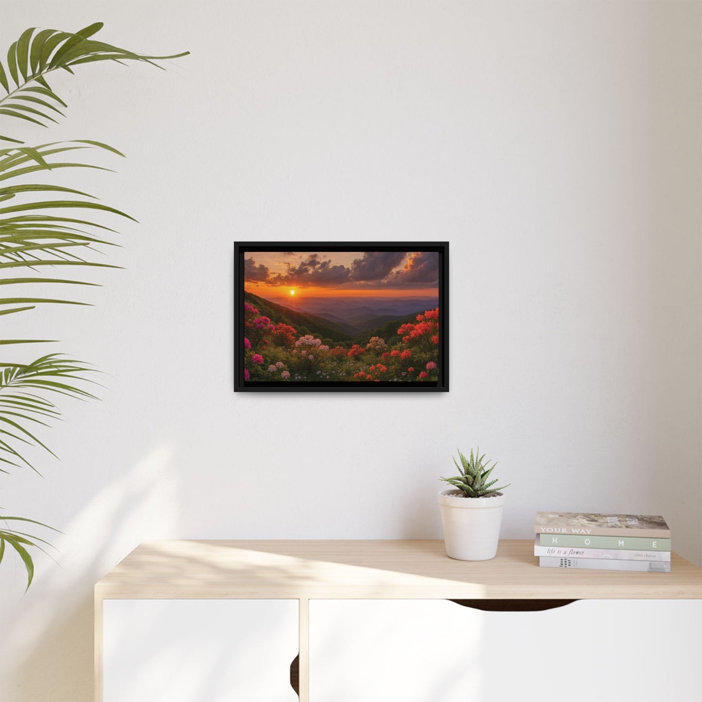 Canvas Blue Ridge Bloom at Sunset Matte Canvas, Pinewood Framed - Vibrant Styles