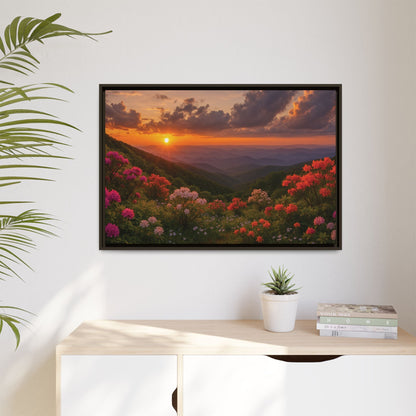 Canvas Blue Ridge Bloom at Sunset Matte Canvas, Pinewood Framed - Vibrant Styles