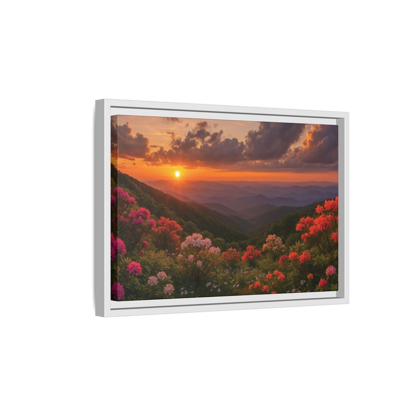 Canvas Blue Ridge Bloom at Sunset Matte Canvas, Pinewood Framed - Vibrant Styles