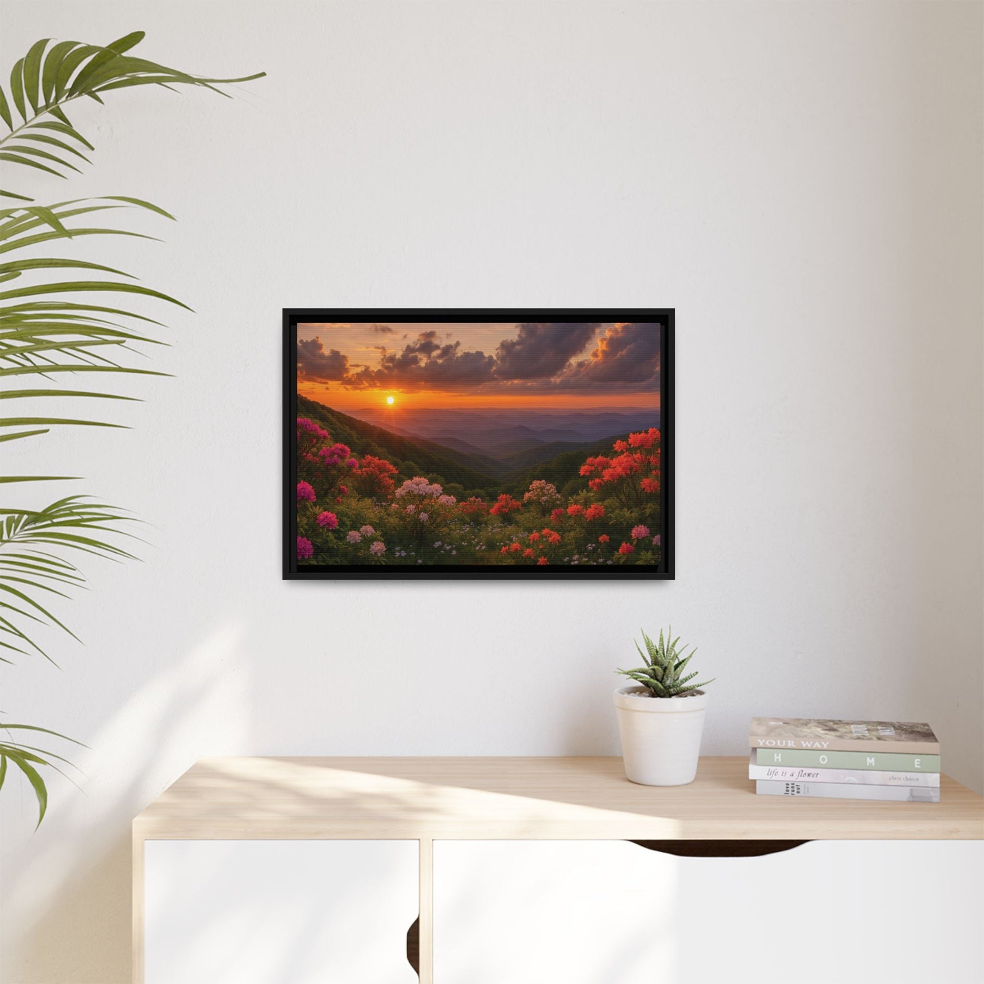 Canvas Blue Ridge Bloom at Sunset Matte Canvas, Pinewood Framed - Vibrant Styles