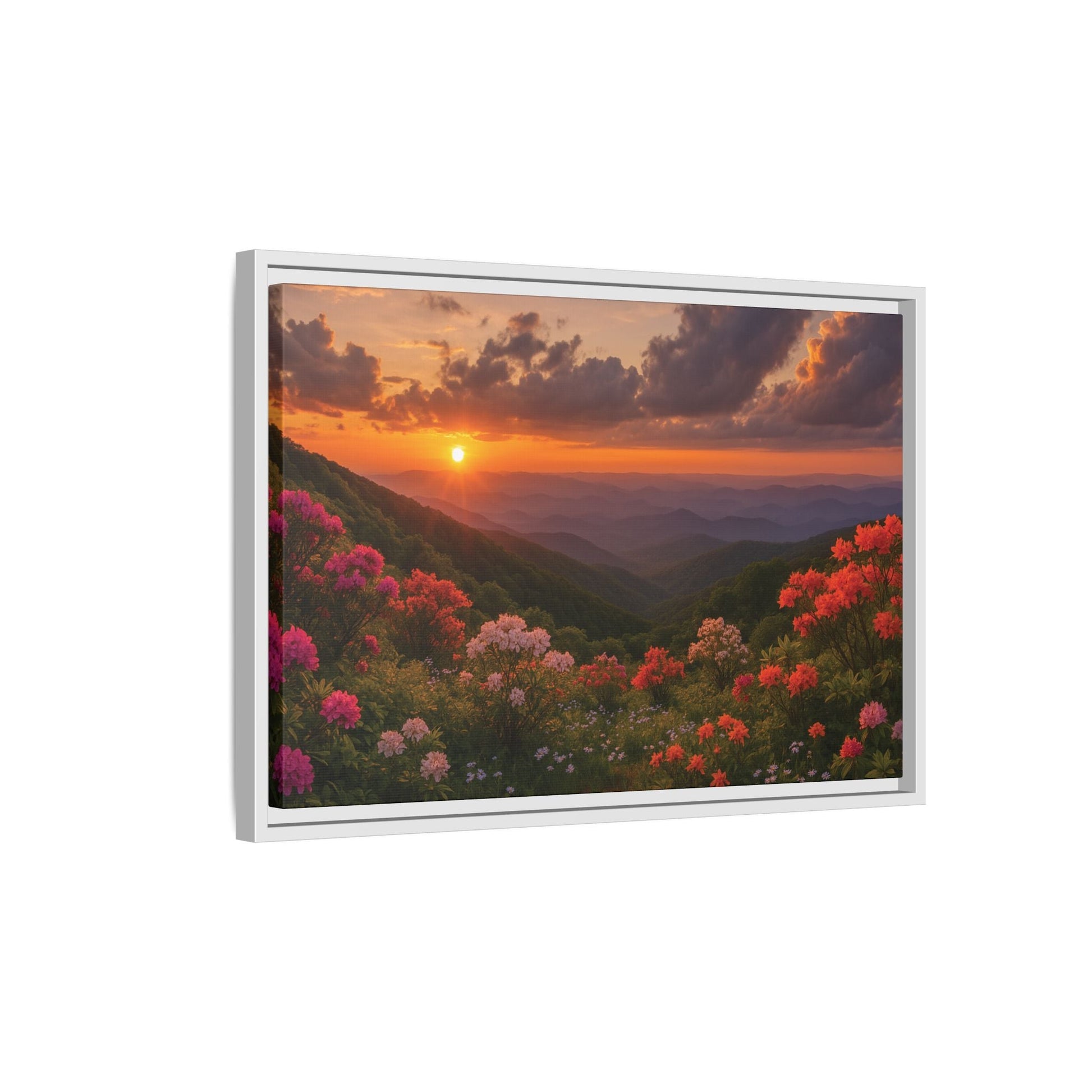 Canvas Blue Ridge Bloom at Sunset Matte Canvas, Pinewood Framed - Vibrant Styles