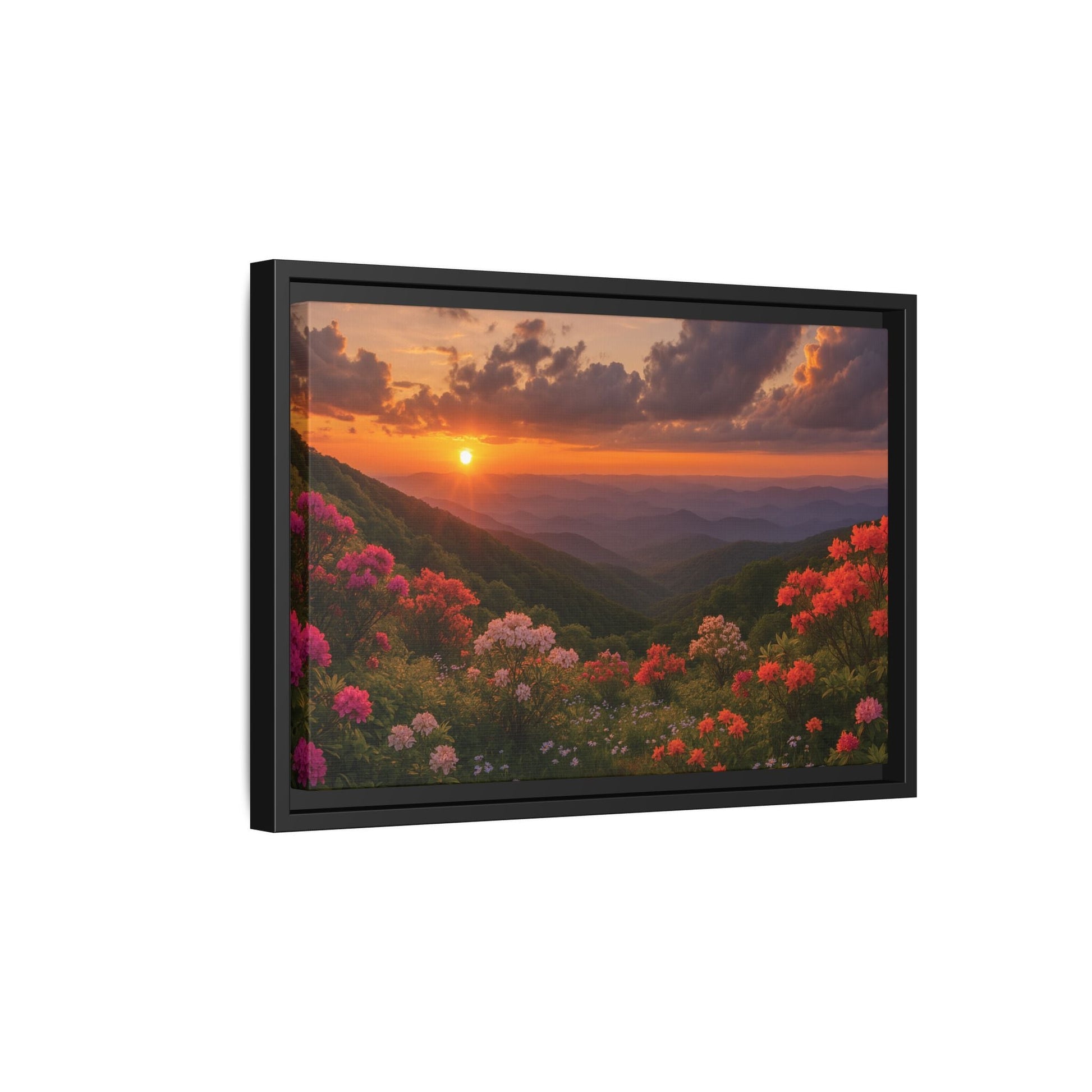 Canvas Blue Ridge Bloom at Sunset Matte Canvas, Pinewood Framed - Vibrant Styles