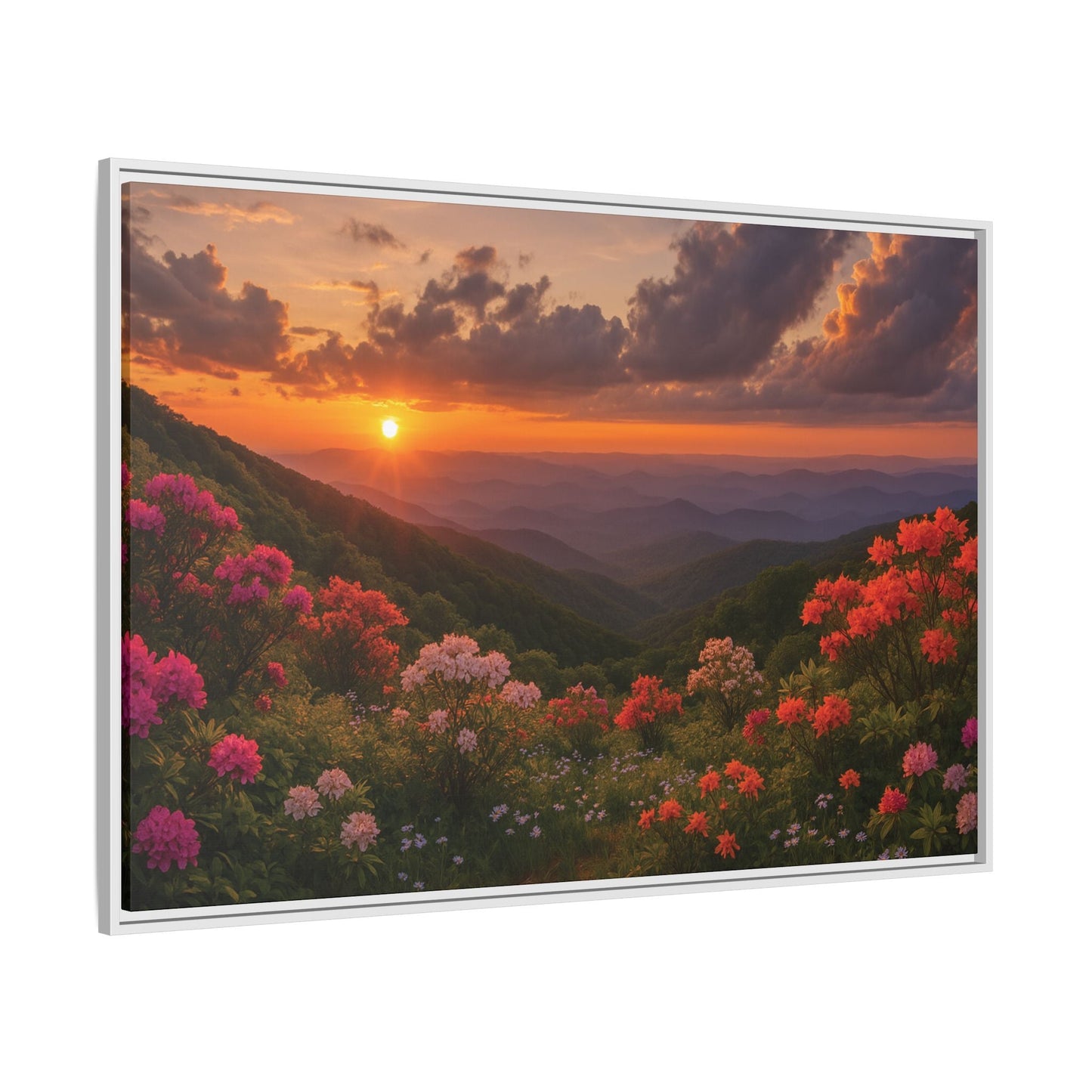 Canvas Blue Ridge Bloom at Sunset Matte Canvas, Pinewood Framed - Vibrant Styles