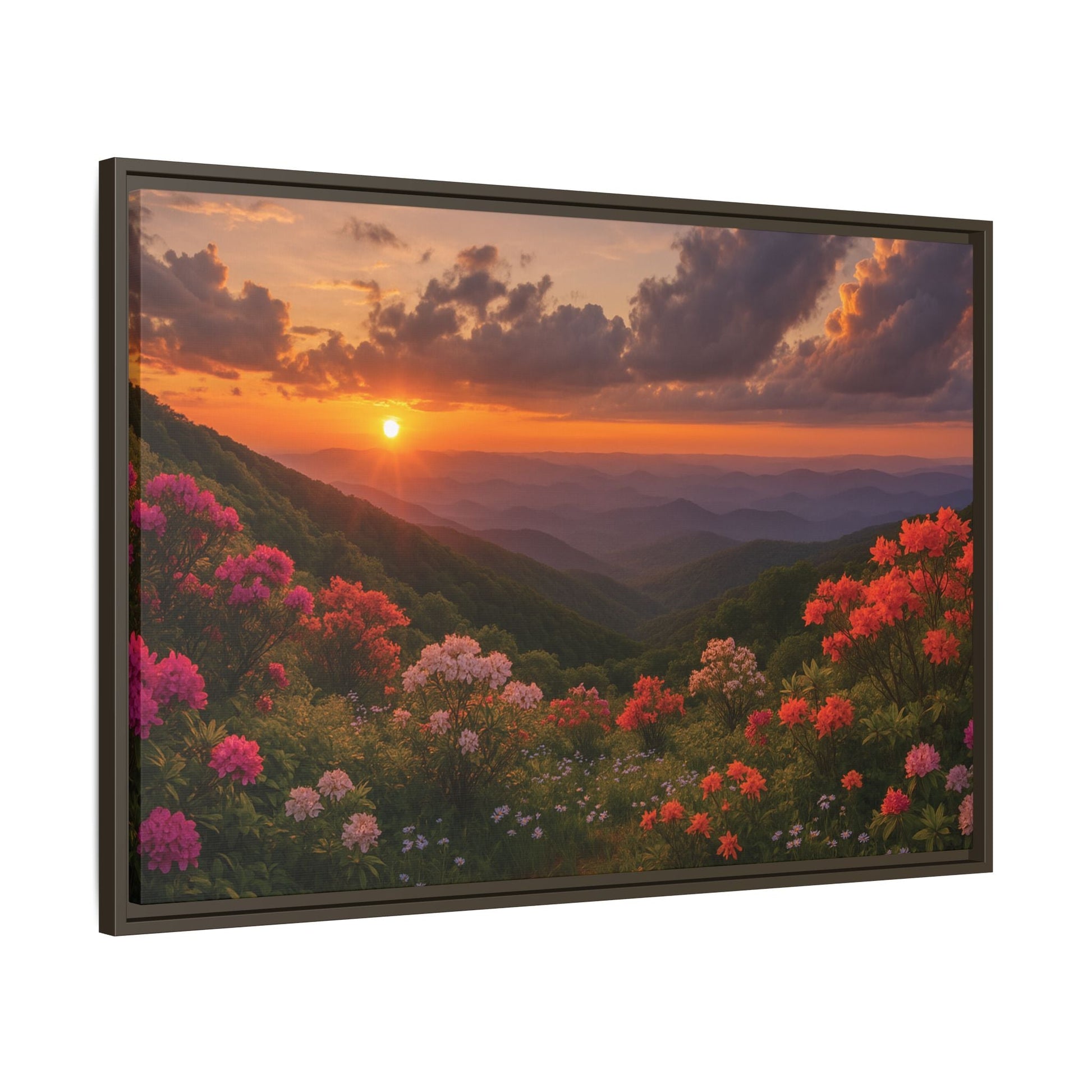 Canvas Blue Ridge Bloom at Sunset Matte Canvas, Pinewood Framed - Vibrant Styles