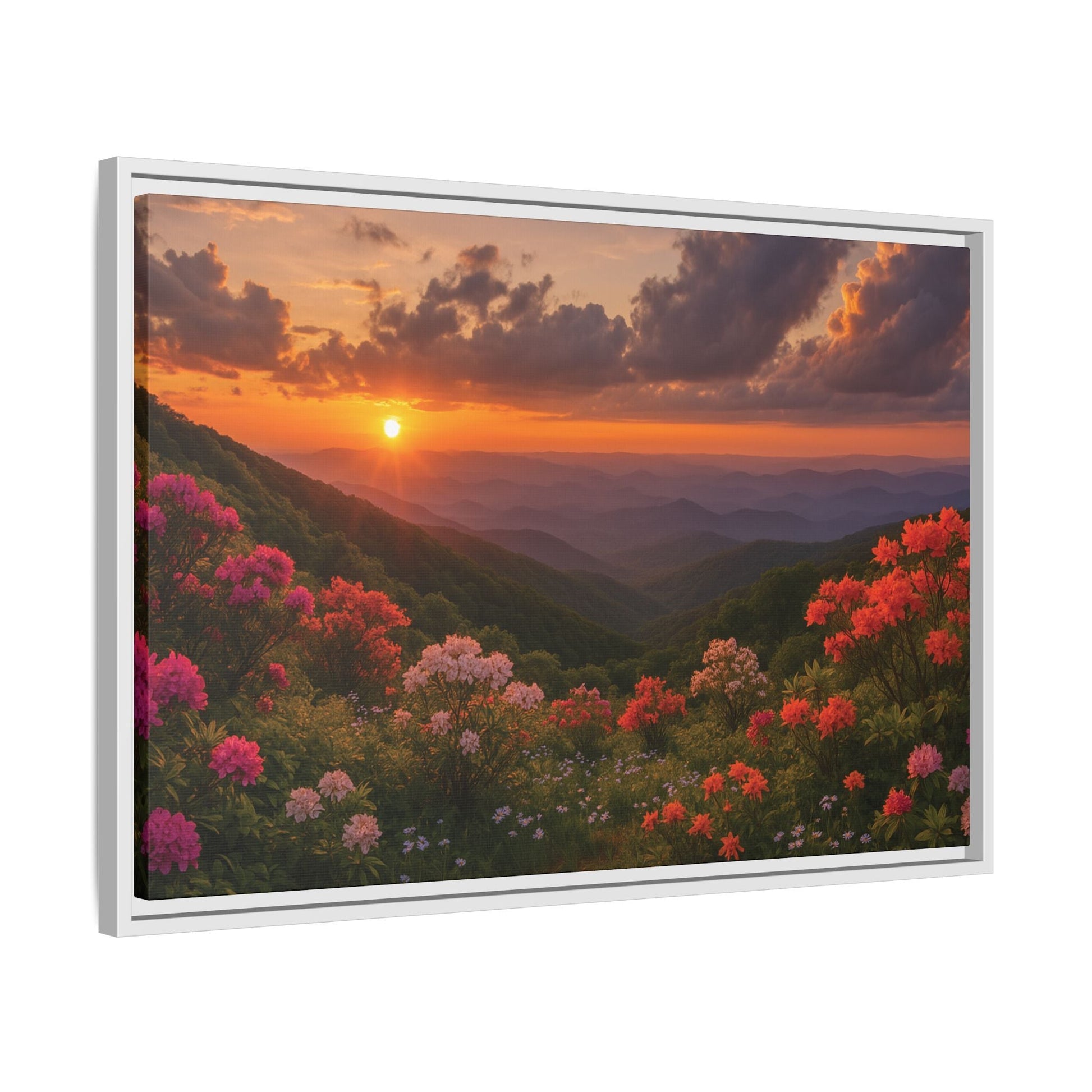 Canvas Blue Ridge Bloom at Sunset Matte Canvas, Pinewood Framed - Vibrant Styles