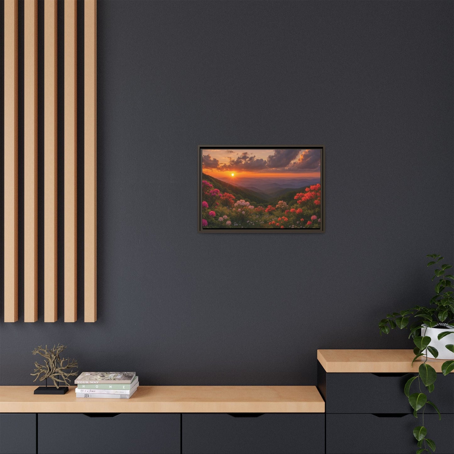 Canvas Blue Ridge Bloom at Sunset Matte Canvas, Pinewood Framed - Vibrant Styles