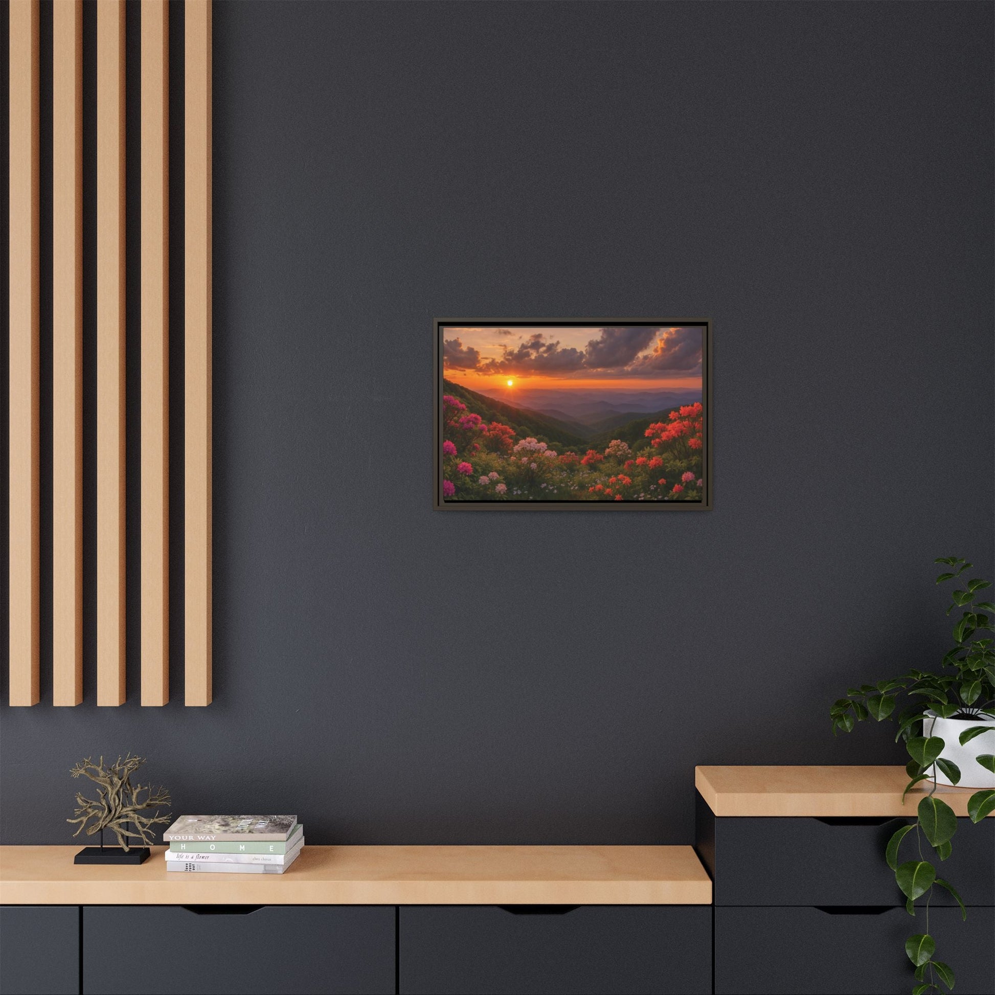 Canvas Blue Ridge Bloom at Sunset Matte Canvas, Pinewood Framed - Vibrant Styles