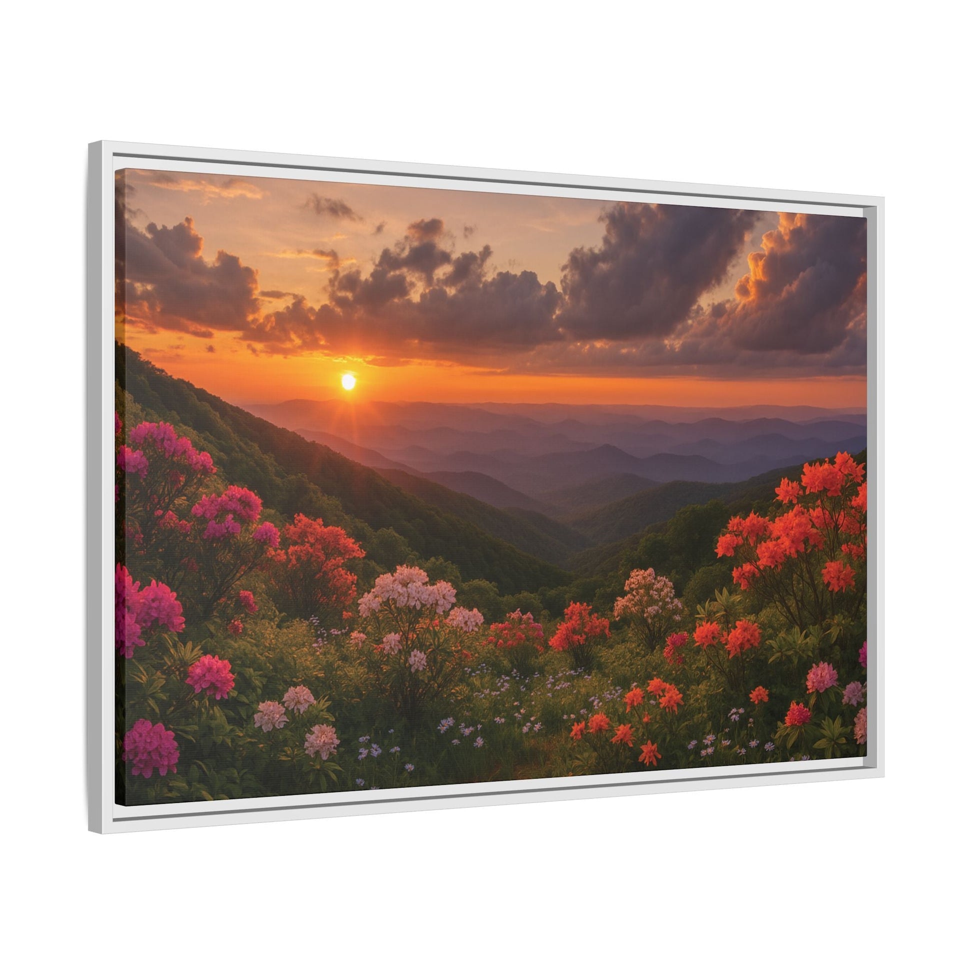Canvas Blue Ridge Bloom at Sunset Matte Canvas, Pinewood Framed - Vibrant Styles