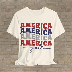 Text Only T-Shirts Bold America Y'all Tee - Vibrant Styles