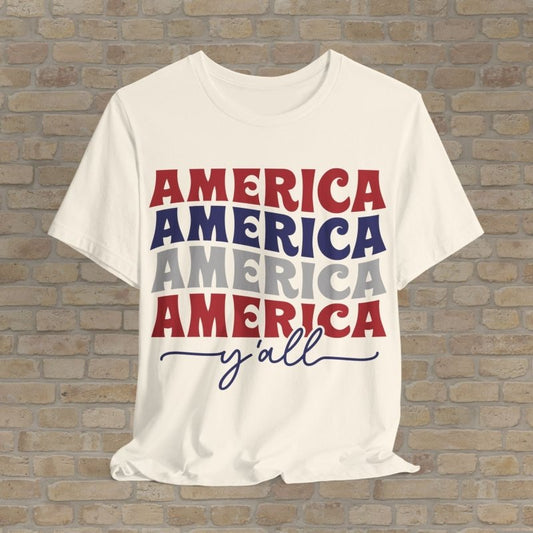 Text Only T-Shirts Bold America Y'all Tee - Vibrant Styles