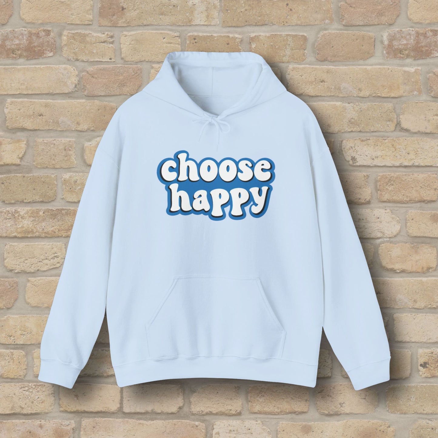 Text Only Choose Happy Pullover Hoodie - Vibrant Styles