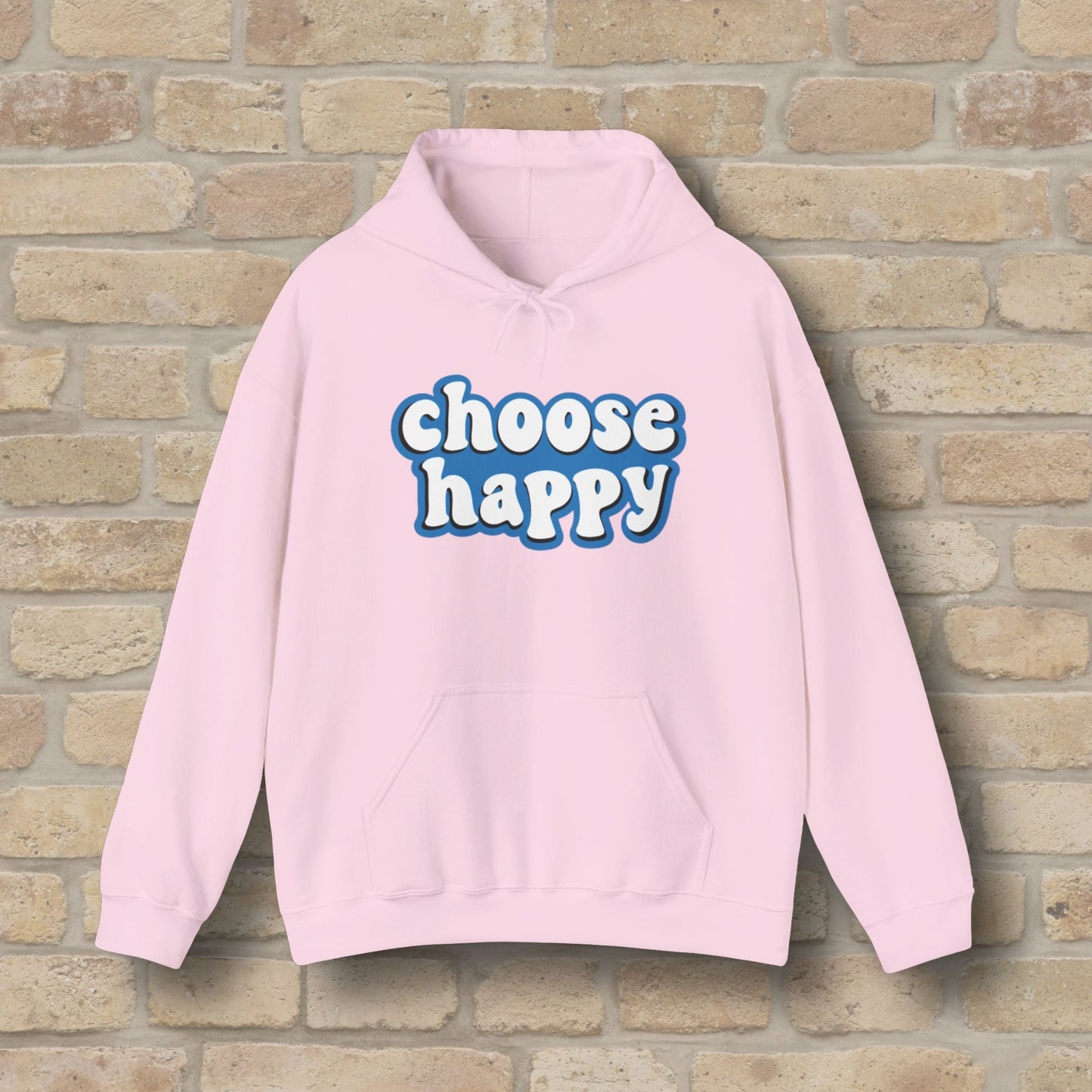 Text Only Choose Happy Pullover Hoodie - Vibrant Styles