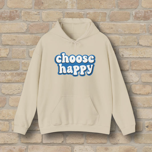 Text Only Choose Happy Pullover Hoodie - Vibrant Styles