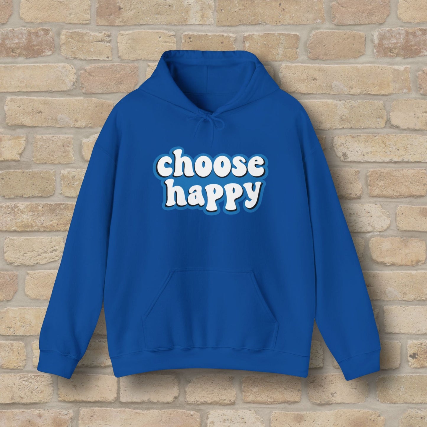 Text Only Choose Happy Pullover Hoodie - Vibrant Styles