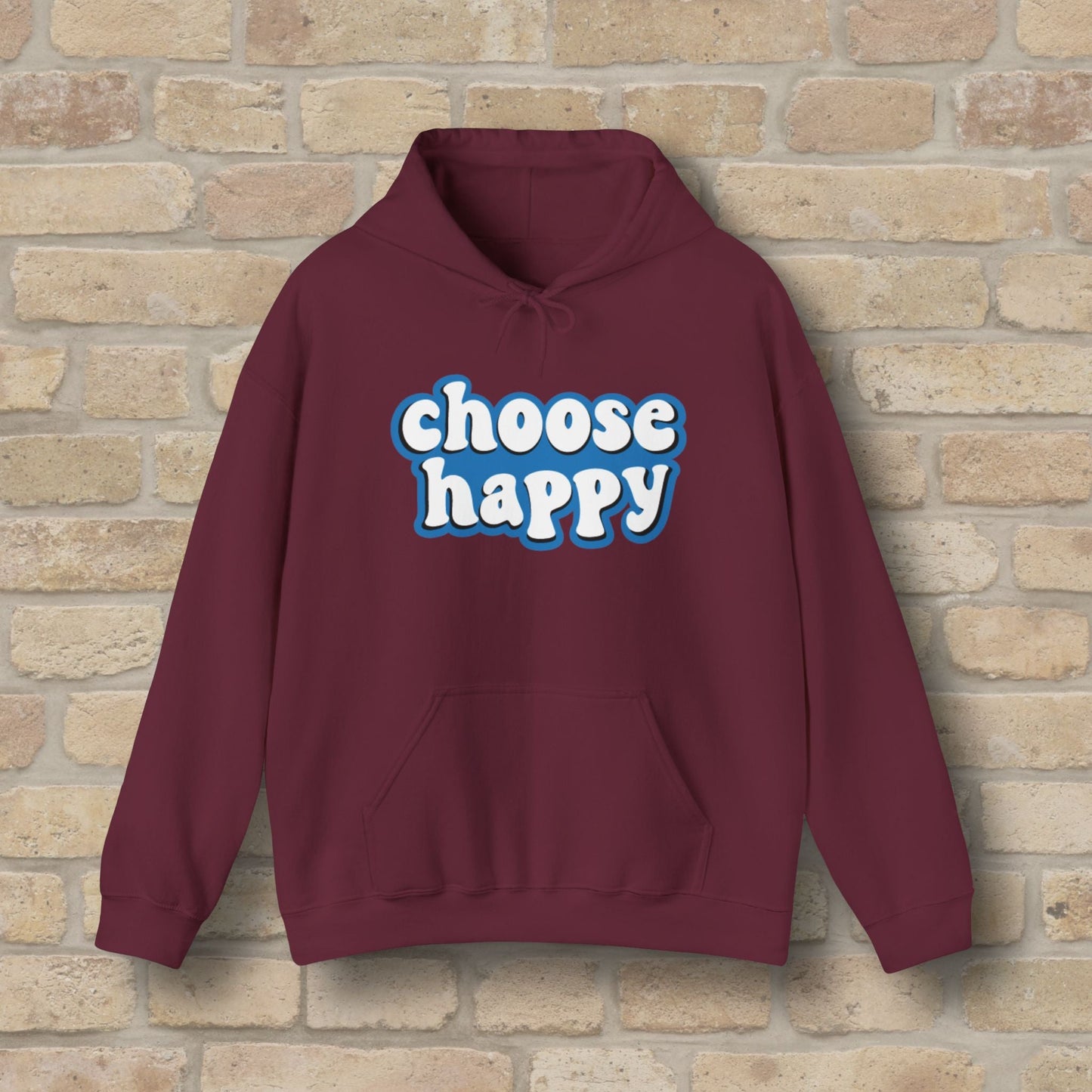 Text Only Choose Happy Pullover Hoodie - Vibrant Styles