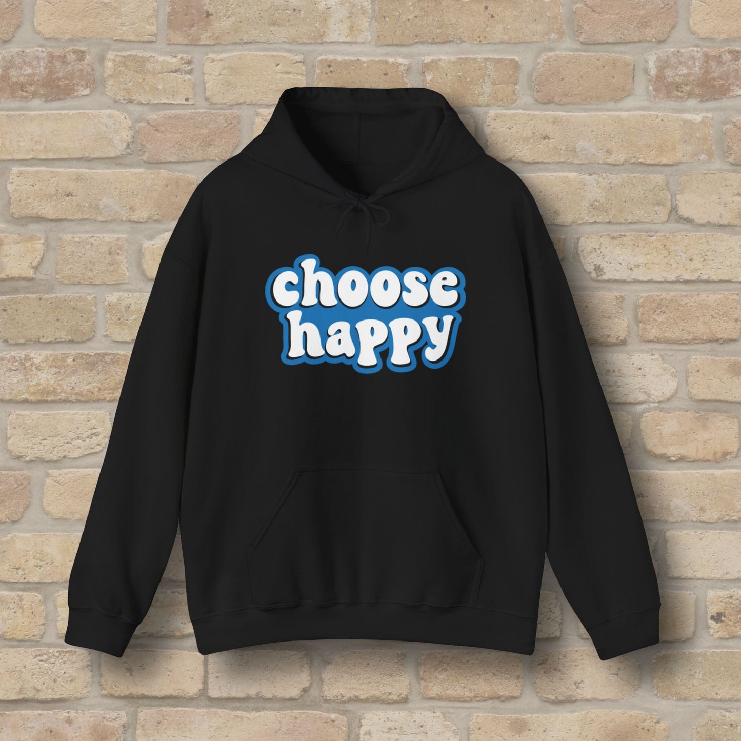 Text Only Choose Happy Pullover Hoodie - Vibrant Styles